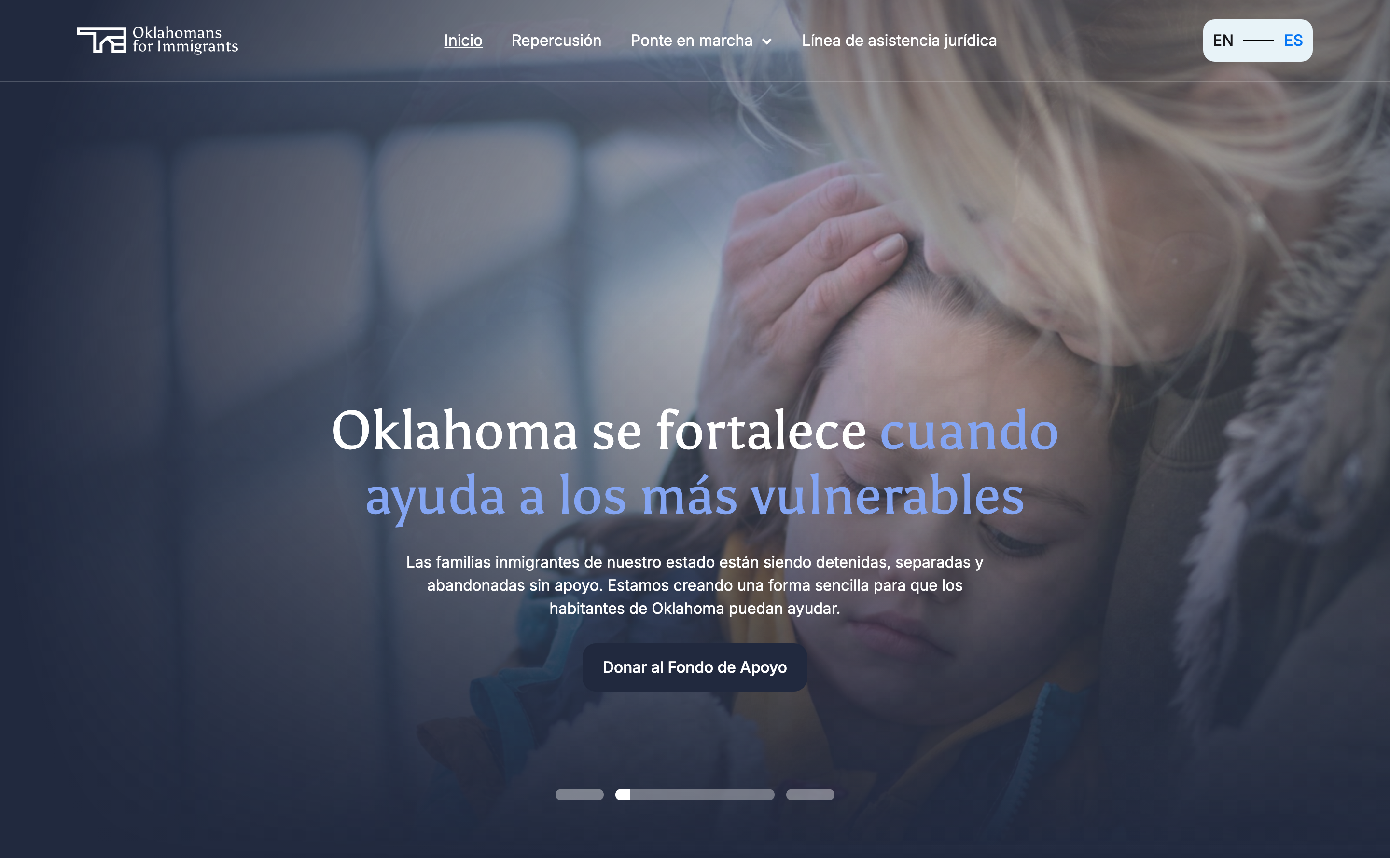 The Oklahomans for Immigrants site in Spanish